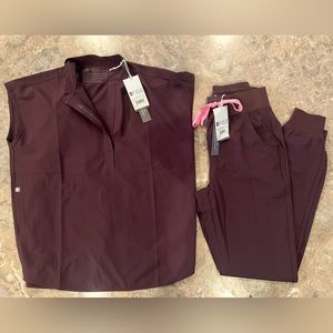 Brown figs top and jogger scrubs